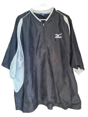Mizuno Teamwear 1/4 Zip Black Gray Baseball Pullover Windbreaker Size XXL